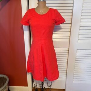 J CREW | bright coral short sleeve party dress 0